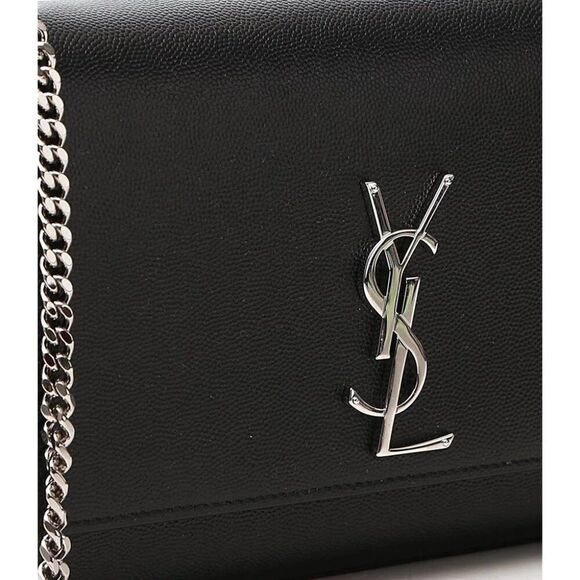 Saint Laurent YSL Medium Kate Grained Crossbody Leather Bag Black Silver chain - Picture 6 of 9